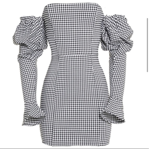 naked wardrobe Dresses & Skirts - Naked Wardrobe Black and White Puff Sleeve Mini Dress